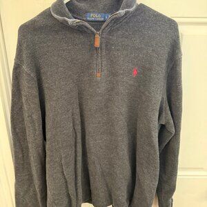 Polo Ralph Lauren 1/4 Zip Pullover Sweater - Gray, Size Large